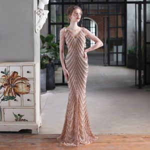 2025 Glitter Fish Tail Long Dress For Women Performance Internet Celebrity Event Banquet Car Model Etiquette Evening Womens Dresses