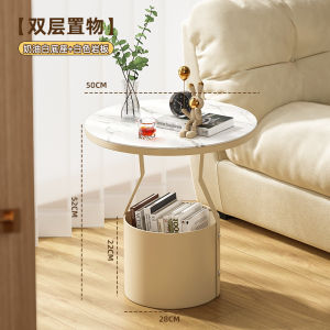 Modern Minimalist Iron Art Tea Table Home Living Room Sofa Side Table Balcony Small Tea Desk Bedside Cabinet Rock Board Table