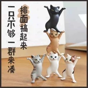 Mini Cute Cat Pen Holder Student Stationery Decorative Ornaments Storage Funny Style PVC Material Living Room Gifts for Friends