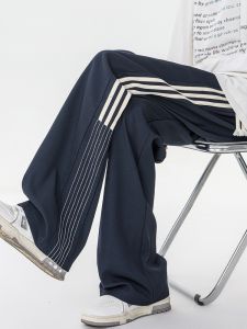 WUKONGYOUHUO | US Retro Three-stripes Straight-legged Sport Trousers Wide Loose