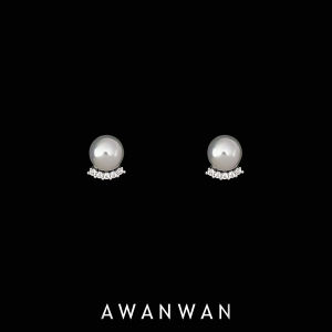 Elegant Pearl Zircon Ear Studs Fashionable Stylish Versatile High-Quality Jewelry Feminine Alloy Gold Plated Silver Plated