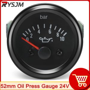 RYSJM | 52MM Water Temperature Gauge 40-120Celsius Oil Temp Voltmeter 12V 24V Oil Pressure Gauge BAR For 12V Universal Vehicle