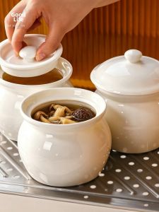 Food Grade Bone China Double Lid Stew Pot