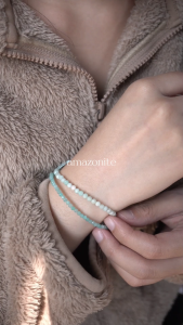 Minimalist bracelet - Amazonite stone หินอมาโซไนท์ 2.3 มม. สร้อยข้อมือ เชือกถัก ของ Siamonline ชุดของ