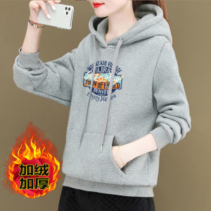 Áo Nỉ in Họa Tiết Dày Dặn Có Mũ Trùm Đầu Áo Khoác Ngoài Có Túi Kangaroo Dành Cho Nữ Thời Trang Thường Ngày Mùa Đông Cotton 100%