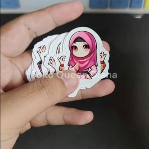 isi 20 pcs stiker hijab chibi sticker glossy karakter super imut