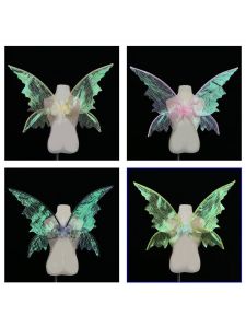 Adults and Children Little Girl Pink Fairy Stage Performance Props Gilding Silk Thread Leaf Vein Elf Butterfly Wings