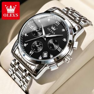 OLEVS Jam Tangan Cowok Keren 2023 Anti Air Original Import Kronograf Multifungsi Elegan Mewah Jam Tangan Pria