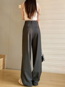 Gray Wide Leg Pants Womens Casual High Waist Straight Leg Suit Pants Autumn Winter New Style Loose Drapey Comfortable Trousers