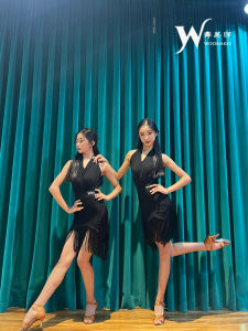 Latin Dance Costume Short Sleeve Bowed Hem Neckline Womens Standard Dance Outfit Spring Autumn New Style Practice Suit