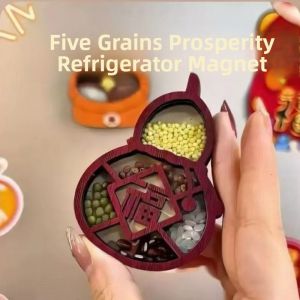 2025 New Five Grains Abundance Fridge Magnet 3D Magnetic Moving House Creative Commemorative Decoration Grain Moving Gift