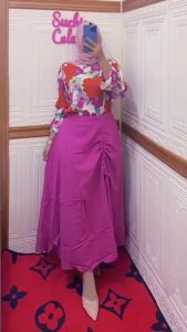 SETROK TUNIK CORP RAYON MIX ROK SERUT LINEN/ATASAN MUSLIMAH TERBARU/BUSANA MUSLIMAH TERBARU