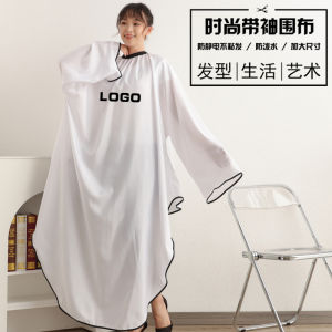 Ultra-Thin Summer New Ice-Silk Haircut Apron with Sleeve for Barber Shop Professional Hair Cutting Cover Cloth Breathable