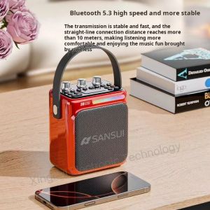 SANSUI T80 Bluetooth Speaker Outdoor High-Power K Song Loudspeaker Heavy Bass Cannon Portable Handheld Card Insert U Speaker