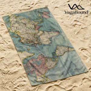 Vintage World Map Luxury Beach Towels Crafted from Combed Cotton Plush and Absorbent Beach Towel or Pool Towels