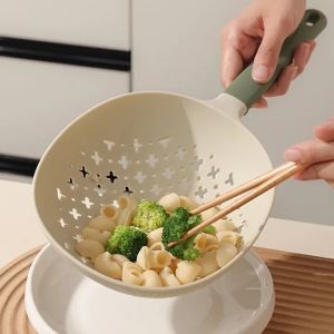 1pc Large Colander Kitchen Silicone Long Handle Noodle Spoon Dumpling Ravioli Vegetable Fruit Draining Fishing Spoon High Temperature Resistant