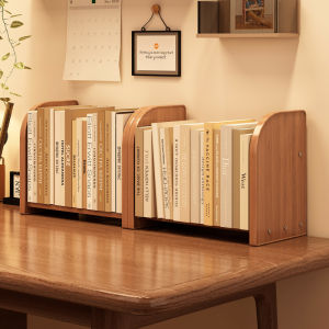 Simple Home Desktop Bookshelf Adjustable Height Solid Wood Small Size Vertical Bookcase Economic Model Bamboo Material