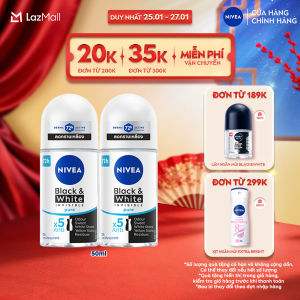 Bộ 2 Lăn Ngăn Mùi NIVEA Black & White Ngăn Vệt Ố Vàng Vượt Trội 5in1 (50 ml) - 82234x2