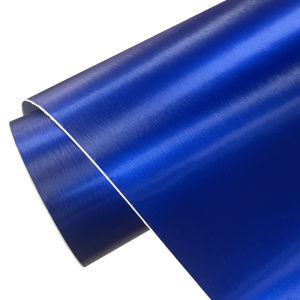Premium Metallic Blue Brushed Metal Vinyl Wrap Roll with Air Release Self Adhesive Decal Car Wrapping