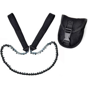24 Inch Survival Pocket Chainsaw Folding Hand Saw Chain 11 Serrated 3x Faster Hand Saw With Straps Camping Saw For Wood Cutting