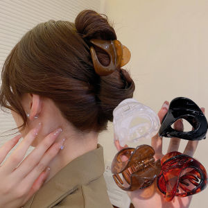 Fashion Ladies Hair Claw High Ponytail Holder Hair Clip Amber Disc Hairpins for Women Hair Accessories