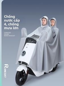QUANYAN | Áo mưa dài 2 cổ đi xe máy mặc cho 1 người hoặc 2 Người che phủ toàn thân chống nước cho nam và nữ