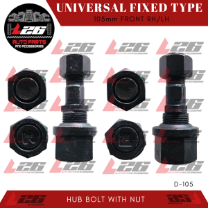 105mm Universal Fixed Type FRONT HUB BOLT WITH NUT STUD WHEEL HUB DRUM D-105 RH/LH