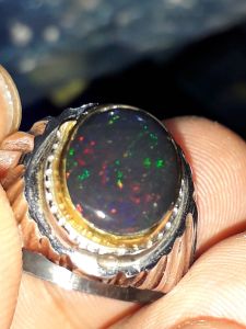 batu cincin black opal solid jarong sakti asli banten