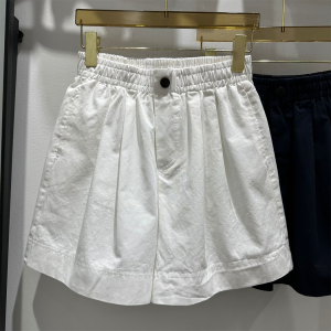 Quần Short Chữ a Cạp Cao Bằng Cotton Mỏng Co Giãn Cho Nữ Mùa Thu Quần Ống Rộng Che Giấu Khuyết Điểm Quần Thường Ngày