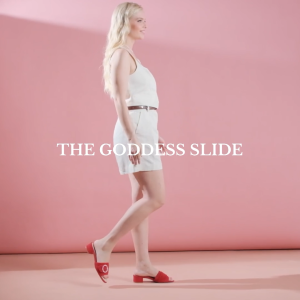 HOPE ROZA (ROSA) - GODDESS Women Open Toe Block Heel Mule Sandal - Soft and Anti Slip Sole with Luxury Swarovski Crystal Buckle - Red