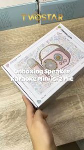 TWOSTAR Mic Speaker Bluetooth Mini Karaoke Model Cat Aesthetic Suara Jernih