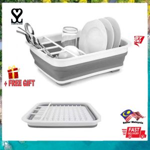 Rak Pinggan Mangkuk Foldable Drying Dish Rack PP Folding Kitchen Tableware Board Organizer Rak Pinggan