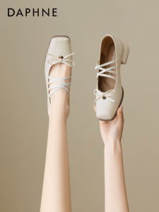 Daphne | Mary Jane Shoes Women Bow Square Toe Chunky Heel