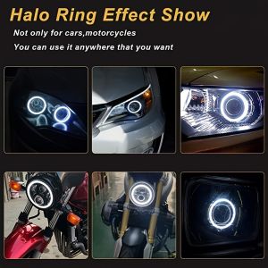 2pcs LED Halo Ring Lights for Cars & Motorcycles Transparent Multicolor Angel Eye Easy Install Decorative Lighting Upgrade