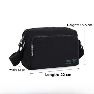 Fido Dido Fashion Oxford Cloth Mens Crossbody Bag Casual Style Canvas Small Bag Shoulder Strap Zipper Closure Soft Polyester Lining