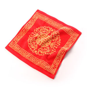 Pure Cotton Soft Absorbent Towel Embroidered Celebration Ceremony Red Square Face Wash Cloth Chinese Wedding Double Happiness