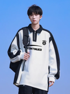 Polo Shirt Pria Zipper Lengan Panjang Kaos Kerah Pria Dewasa Kaos Polo Shirt Lengan Panjang Pakaian Cowok Kerah Fahsion Baju Lengan Panjang Kaos Polo Shirt Pria Kerah Knit Zipper Premium Cotton