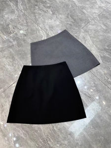 High Waist Slimming A-Line Mini Skirt Elegant Simple Grey Black Wrap Bodycon Commute Style Floral Embroidery Short Skirt
