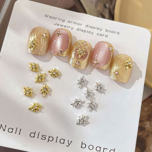 10Pcs 3D Y2K Eight-Stars Nail Charms Sparkling Inlaid Diamond Star Nail Art Decoration Luxury Metal Starlight Nails Accessories