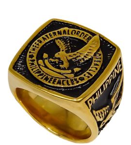 【MODOMOMA】Mens Ring Gold Silver 316L Stainless Steel Anti Rust Pure High Polished Eagles Ring Kuya for Men ATE Eagles Fraternal Fashion Retro Size 8-13 Jewelry Rings Original Sale Gift A60