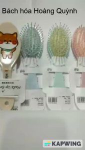 Lược gai gỡ rối tóc tạo kiểu tóc massage da đầu loại OVAL cán nhựasize nHỎ họa tiết ngẫu nhiên.