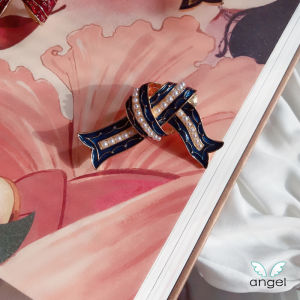 แหวนหมั้นหมาย Angel เครื่องประดับ ปมผูกโบว์ ไข่มุกรูปตัวหอย ของขวัญคริสต์มาส อบอุ่นและสง่างาม บาร็อค เครื่องประดับแฟชั่นสำหรับผู้หญิง