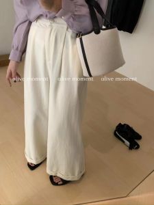 กางเกงขายาวทรงหลวมเอวสูงสไตล์เกาหลีสำหรับผู้หญิง กางเกงขายาวทรงตรงขาบานสำหรับฤดูใบไม้ร่วงปี 2025 กางเกงขายาวทรงเข้ารูปอเนกประสงค์สำหรับผู้หญิง