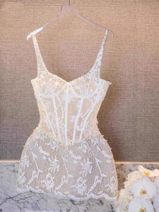 French Intricately Beaded Lace Dress