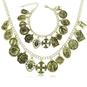 Vintage Saint Medals Church Bible St. Benedict Catholic Cross Religious Prayer Charms Necklace Bracelet Fashion Woman Jewelry
