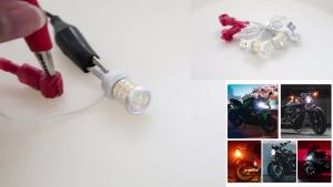 2pcs T15 Led Motorcycle Turn Signal Light Dual Color Contact Lights Parking Bulb Lighting 3014chip 42SMD Motorbike Accessories