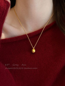 Minimalist Ancient Method Sand Gold Matte Small Gold Ball Necklace Women Luxury Sensation Sweater Chain Elegance Clavicle Chain Neck Chain