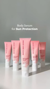 Grace and Glow Brightening Sun Body Serum SPF30 PA+++ 100ml – Gradually Evens Out Dark Elbows/Knees & Back Tan While Shielding from UV No Sticky Feel — Indonesias Viral 2-in-1 Brightening Body Sunscreen