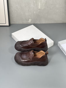 Leather Retro Flats Womens Spring New Thick Bottom Casual Shoes Soft Bottom Not Tired Foot Women Shoes Korean Style Roman Style