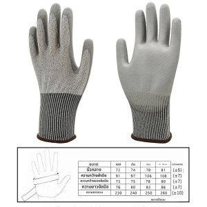 ถุงมือกันบาดระดับ 5 ทนต่อการบาด ทนต่อการขัดถู ทนแรงงาน ห้องครัว Workshop สถานที่ทํางาน การยกกระจก